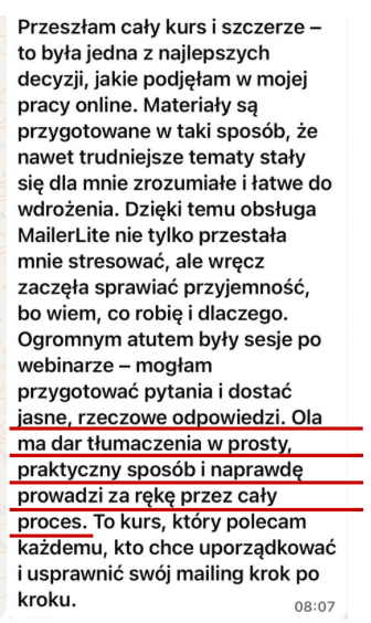 Opinia klientki